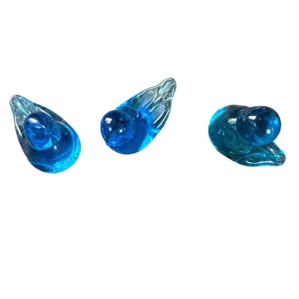 Leo Ward Bluebird of Happiness Art Glass Figurines Set of 3 Signed Dated 1988 89